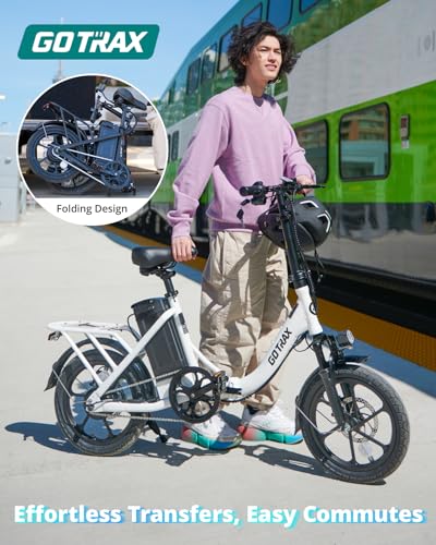 Gotrax 16" Folding Electric Bike, Max 28Miles Range(Pedal-Assist) & Speed 15.5Mph Power by Peak 500W, E-Bike with Removable Battery, Suspension & Adjustable Size, Commuter Bicycle for Adults/Teens