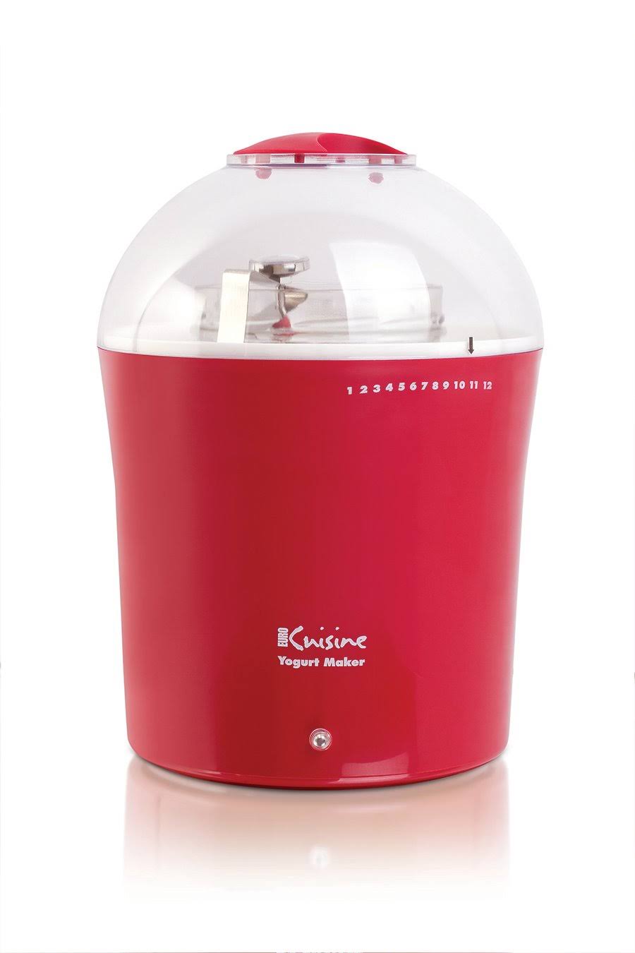 Euro Cuisine 2qt yogurt and Greek yogurt Maker with Glass Jar (Red)