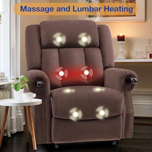 Dual Motor Large Power Lift Chairs Recliners for Elderly with Massage and Heat, Safely Knuckle Arm Lay Flat Lift Chair for Big and Tall, Infinite Position, USB Port, Extended Footrest, Grey