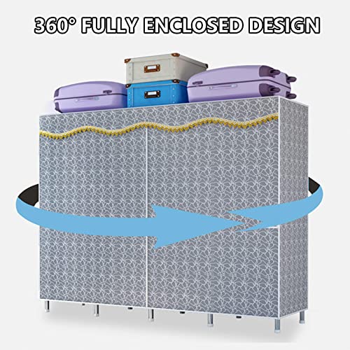 Wardrobe Canvas Wardrobe Portable Wardrobe Shelves with Hanging Rail,Shelves,Clothes Closet Storage Organizer for Bedroom,Living Room,C-123X45X170cm