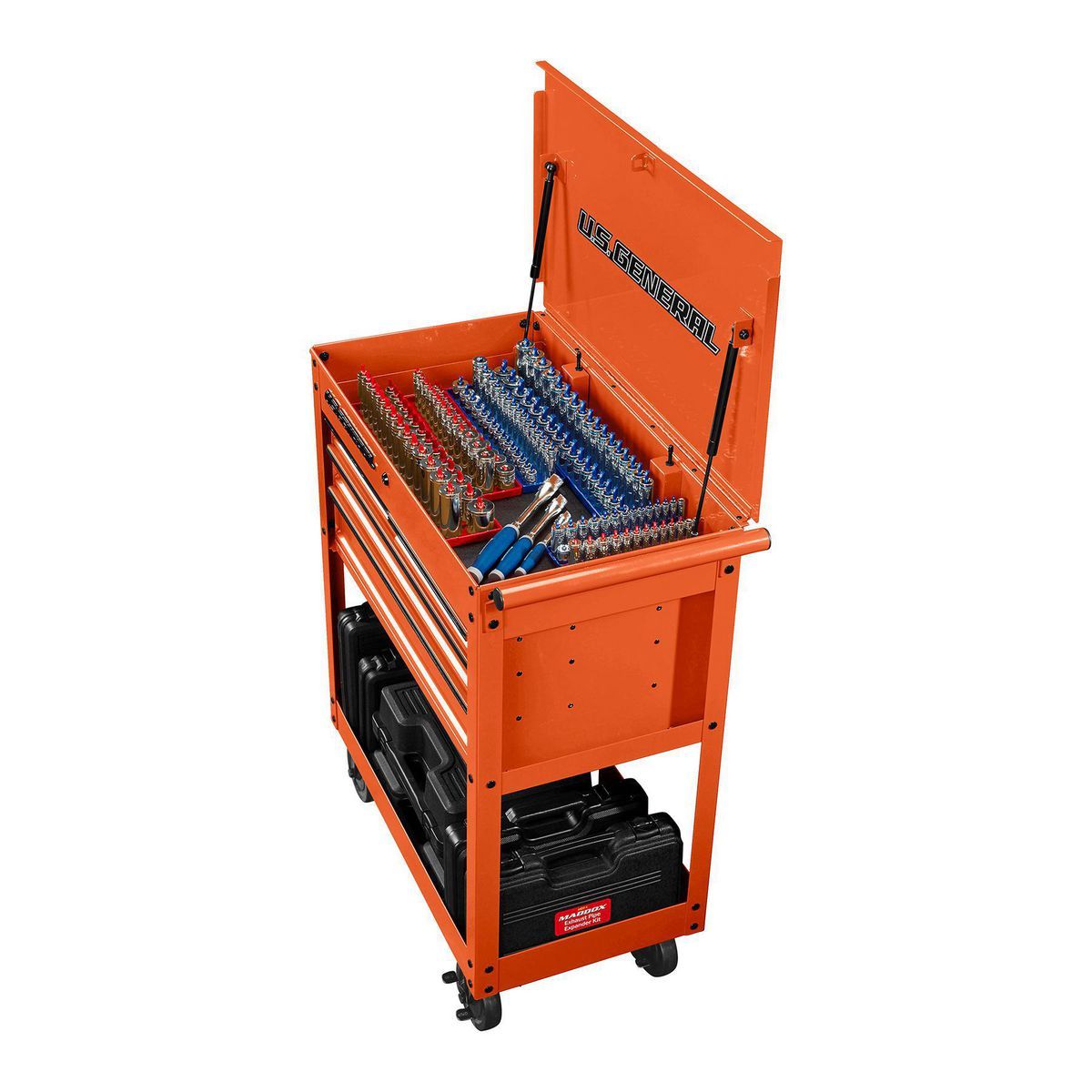 U.S. GENERAL 30 in., 4-Drawer Tech Cart, Red
