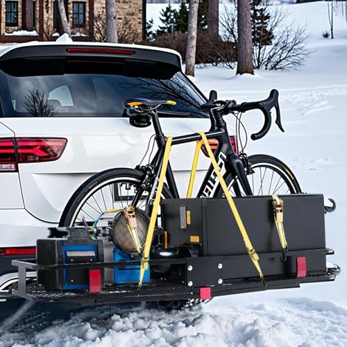 VEVOR 60x24x6 Folding Hitch Carrier - 500lb Capacity Cargo Basket & Waterproof Bag, Fits 2" Hitch Receiver for SUV, Truck, Pickup