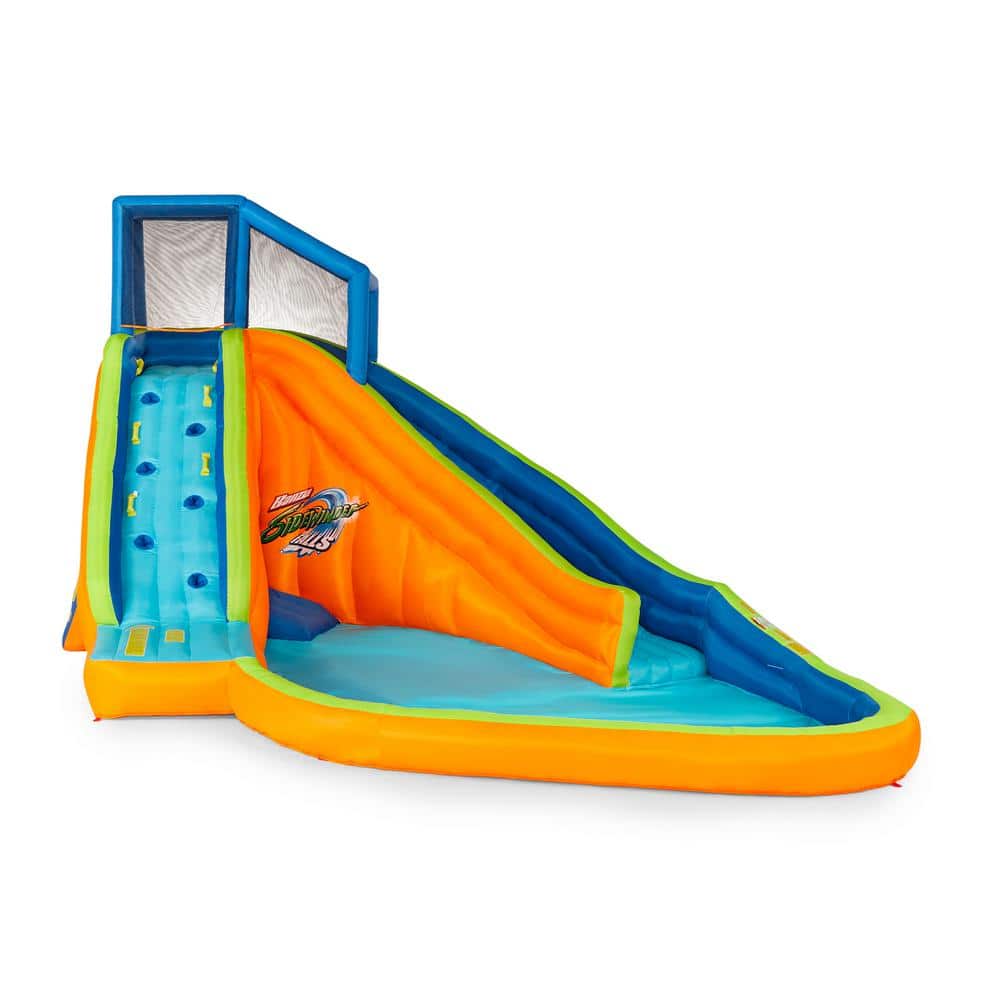 BANZA Multi Polyester Sidewinder Falls Inflatable Water Park Play Pool with Slides and Blower