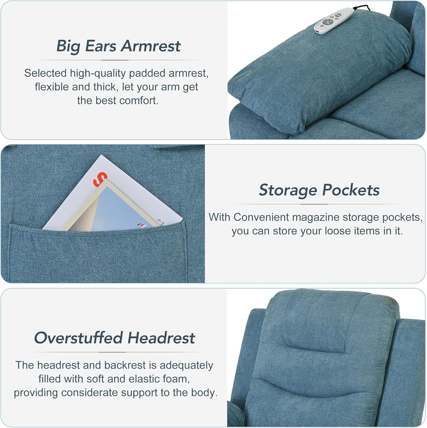Massage Recliner Chair,Power Lift Chair for Elderly with Adjustable Massage and Heating Function,Recliner Chair with Infinite Position and Side Pocket for Living Room