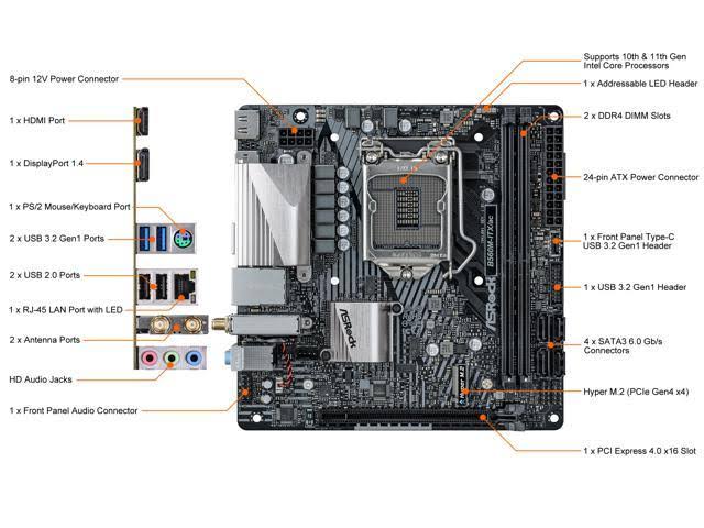 ASRock B560M-ITX/ac Intel LGA 1200 Mini-ITX Motherboard