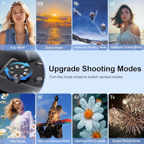 4K Digital Cameras for Photography, 12X Optical Zoom 72MP Vlogging Camera for YouTube with 270°Flip Screen, Autofocus & Anti-Shake Cameras, Wi-Fi & App-Controlled 4K Camera, 2 Batteries, 32GB SD Card