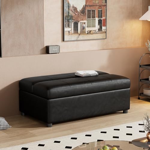 Ottoman Folding Bed, Fold Out Sleeper Bed With Mattress, Convertible Chair Into Sofa Bed, Couch Sleeper Solid Metal Frame, Dual Use Guest Bed Lounge Bed, Living Room Bedroom Office (Light Gray-003)