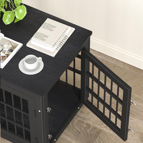 48 Inch Heavy Duty Dog Crate Furniture for Large Dogs, Decorative Pet House End Table, Extra Large Wooden Cage Kennel Furniture Indoor, Natural and White
