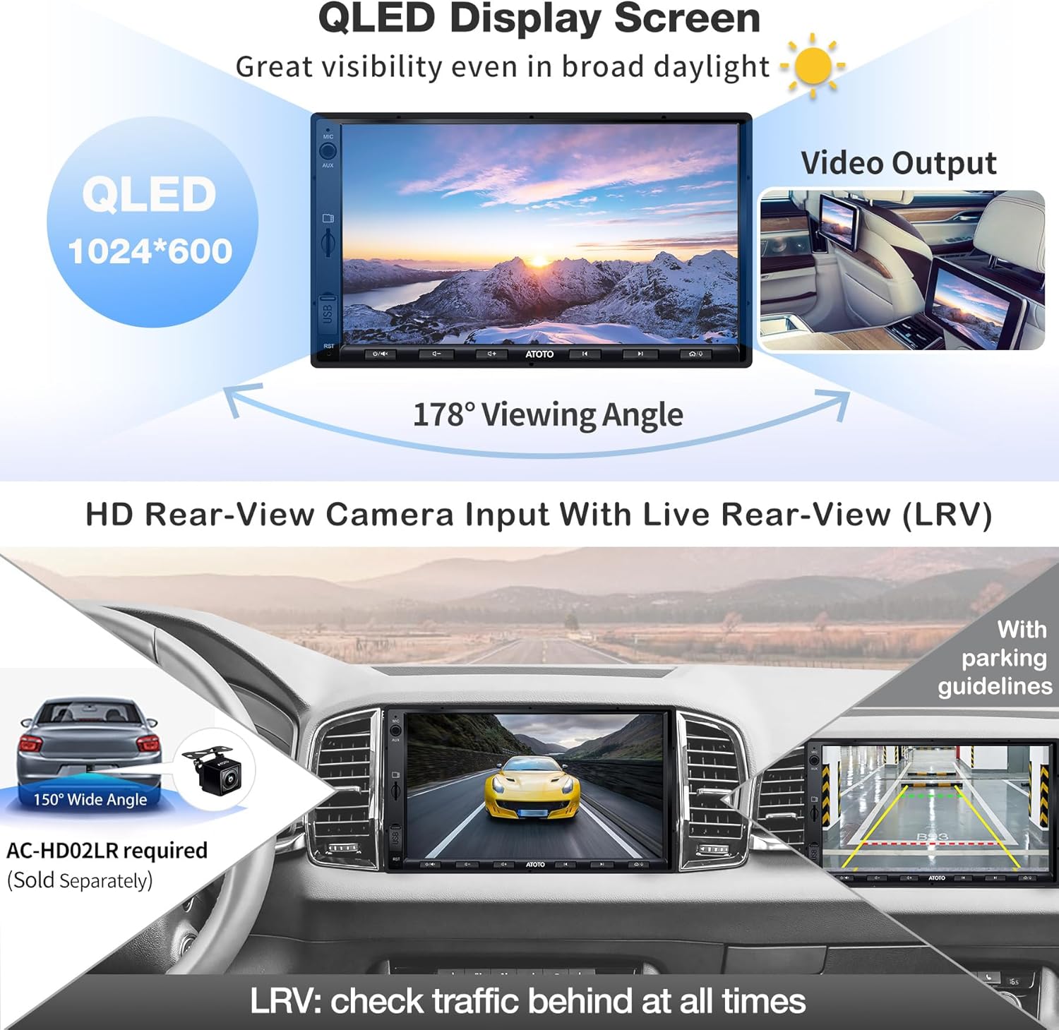 [Upgrade] ATOTO F7XE Wireless CarPlay & Wireless Double-DIN Android Auto Car Stereo,Receiver- Mirror Link, 7inch IPS Display, Bluetooth, HD Live Rearview, Quick Charge, F7G2A7XE
