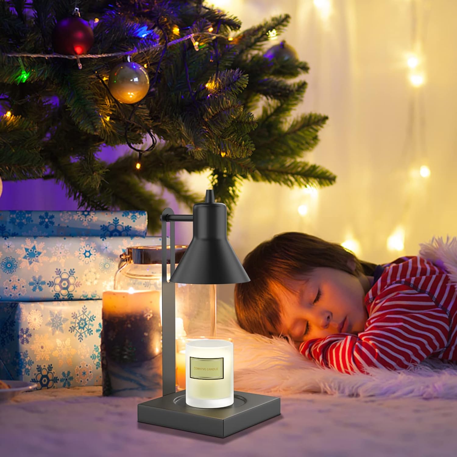 Lomhyve Candle Warmer Lamp, Height & Brightness Adjustable Lamp Candle Warmer with Auto Shut Off time for Yankee Candle Large Jar Candle 3 Wick Candles Scented Candle
