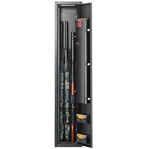 VEVOR 6-8 Rifles Gun Safe, Rifle Safe with Fingerprint & Digital Keypad Lock, Gun Storage Cabinet for Shotguns with Built-in Storage Locker, Removable Storage Shelf for Home Long Gun and Pistols
