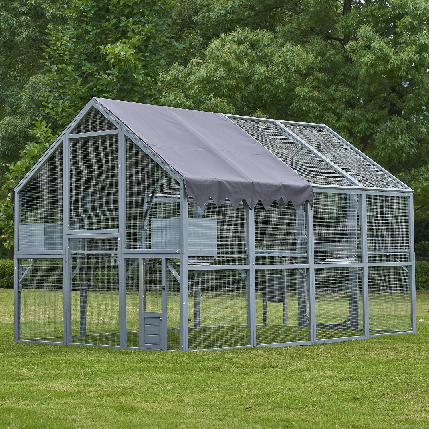 Holaki 110" Cat House Outdoor Cat Enclosures Large Kitten Playpen with Platforms,Upgrade Waterproof Cover