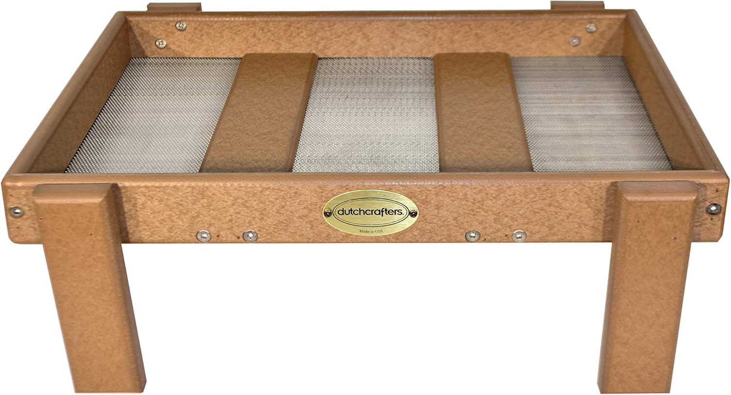 DutchCrafters Plastic Platform Ground Bird Feeder Tray Made in America (Weathered Wood)