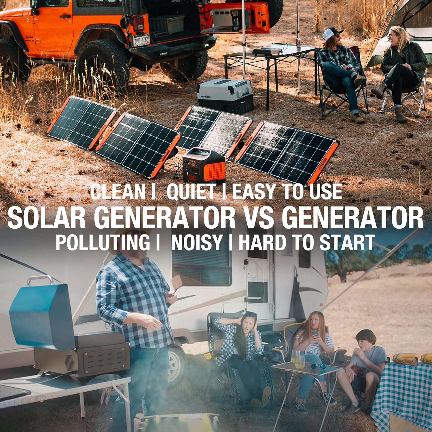 Jackery Solar Generator 1500, 1800W Generator Explorer 1500 and SolarSaga 100W with 3x110V/1800W AC Outlets, Solar Mobile Lithium Battery Pack for Outdoor RV/Van Camping, Overlanding