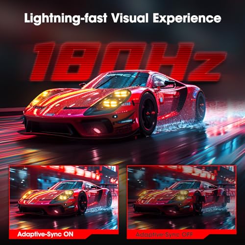 KOORUI 27 inch Gaming Monitor, QHD (2560 x 1440) R1500 180Hz Curved Monitor, AdaptiveSync with 1ms Computer Monitor, VESA Compatible, HDR10, 1 x Display Port 1.4 & 2 x HDMI 2.0, Eye Care 27E6QCA