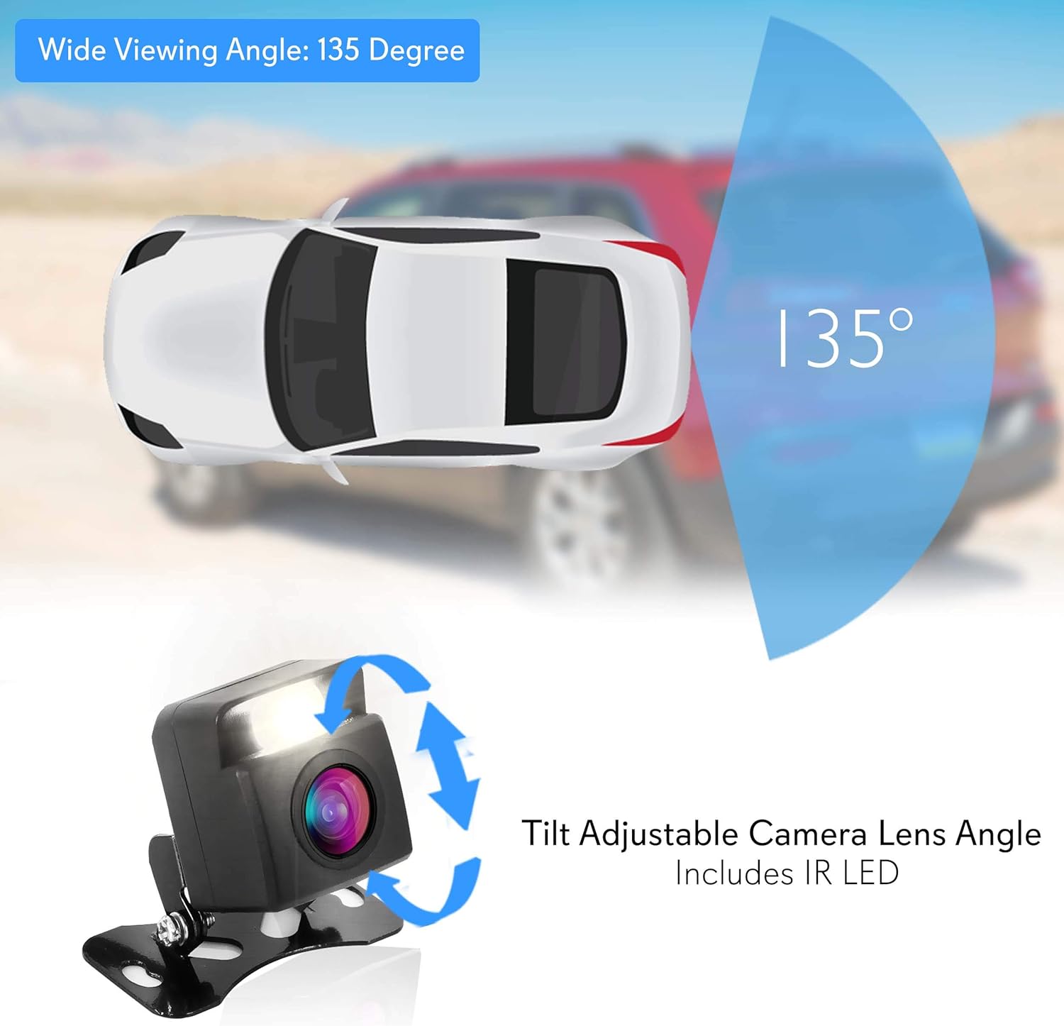 Wireless Backup Rear View Camera - Waterproof Car Parking Rearview Reverse Safety/Vehicle Monitor System w/ 4.3” Video Color LCD Display Screen, Distance Scale Lines, Night Vision - Pyle PLCM4580WIR Pack of 2