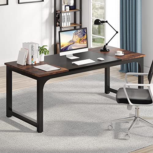 Tribesigns Modern Computer Desk, 63 x 31.5 inch Large Executive Office Desk Computer Table Study Writing Desk Workstation for Home Office, Spliced Desktop, White