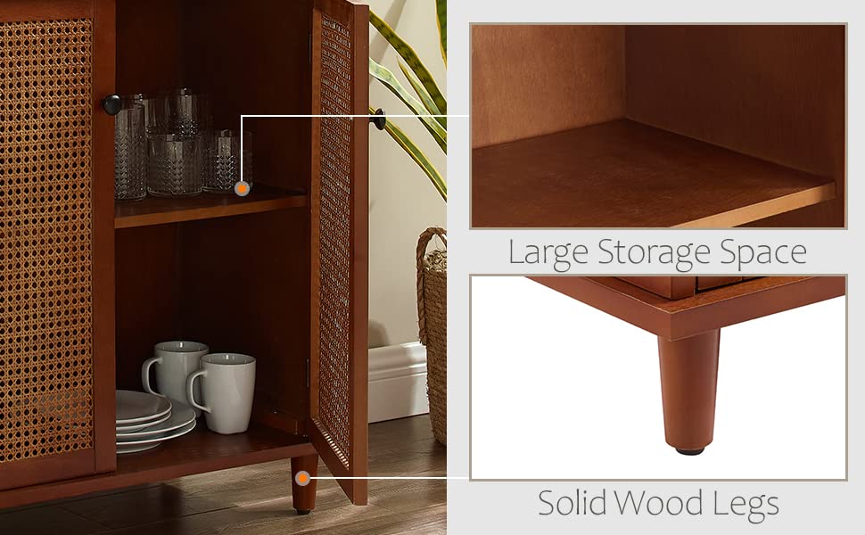 Zouron Entryway Cabinet Wood Accent Storage Cabinet with Metal Handle Doors, Wood Grain Sideboard Buffet Cabinet for Entryway, Hallway Living Room, Free Standing Accent Cabinet, 1 Pcs