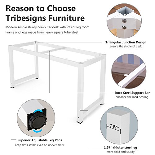 Tribesigns Modern Computer Desk, 63 x 31.5 inch Large Executive Office Desk Computer Table Study Writing Desk Workstation for Home Office, Spliced Desktop, White