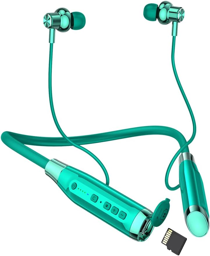 Wireless Bluetooth Headphones with TF Card Slot, 100H Playtime Neckband Bluetooth Earphones Wireless Earbuds, Running Wireless Earbuds Bluetooth for Sports, Home Office, Video Conference (Black)