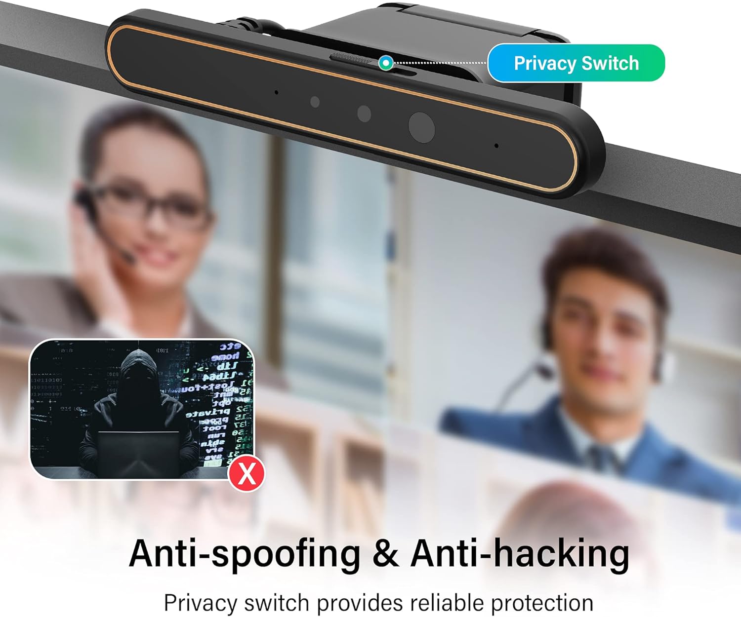 IPTNIC Webcam, Windows Hello Face Recognition Webcam for Instant Login with Windows 10,USB IR Camera with Privacy Cover,Dual Microphones,1080P Business Camera for Video Calling,Online Conference Pack of 2