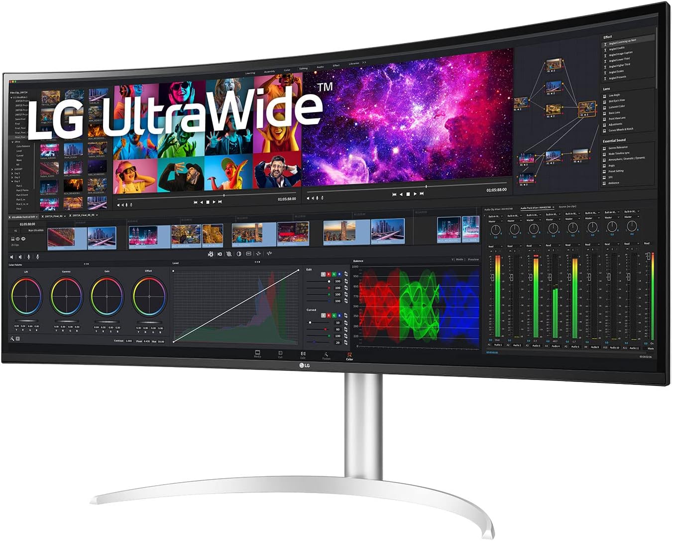 LG 40WP95C-W 40” UltraWide Curved WUHD (5120 x 2160) 5K2K Nano IPS Display, DCI-P3 98% (Typ.) with HDR10, Thunderbolt 4 with 96W PD, 3-Side Virtually Borderless Design Tilt/Height/Swivel Stand,Black