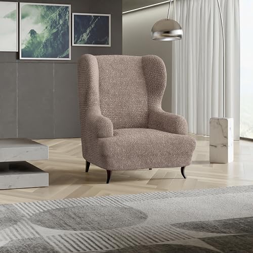 PAULATO BY GA.I.CO. Wingback chair slipcover - High Back Chair Slipcovers - Armchair Cover - 1-Piece Form Fit Stretch Furniture Protector - Microfibra Collection - Blue (Wing Backed chair)