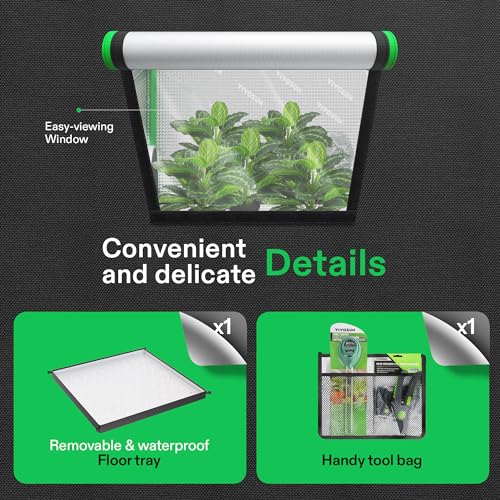 VIVOSUN 4x8 Grow Tent, 96"x48"x80" High Reflective Mylar with Observation Window and Floor Tray for Hydroponics Indoor Plant Growing