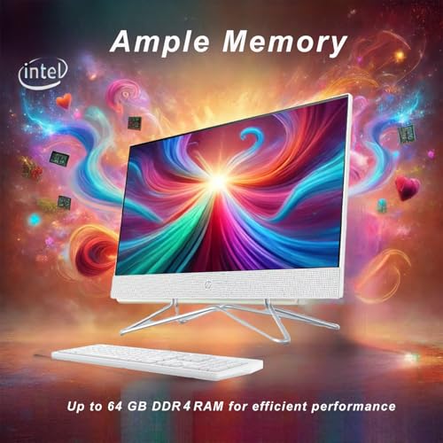 HP All-in-One Desktop Computer, 21.5" 1080P FHD Display, 16GB RAM, 1TB PCIe SSD, Intel Celeron Processor, Webcam, WiFi, HDMI, RJ-45, Wired Keyboard & Mouse, w/WOWPC Bundle, Windows 11 Pro
