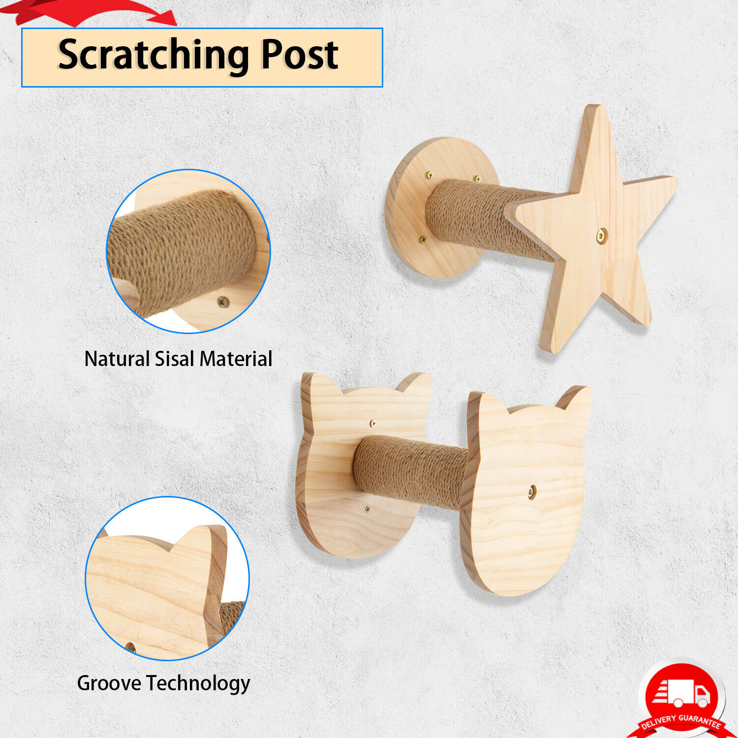 5PCS Cat Climbing Frame Wall Mounted Cat Scratching Post Wooded Jumping Platform