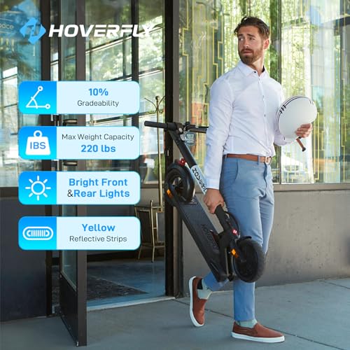 GXL MAX Electric Scooter for Adults, Anti Flat 10" Solid Tire, Max 18 Mile Range and 15.5Mph Speed Power by 300W Motor, Portable Foldable Commuting Escooter for Adult with EABS&Disc Braking