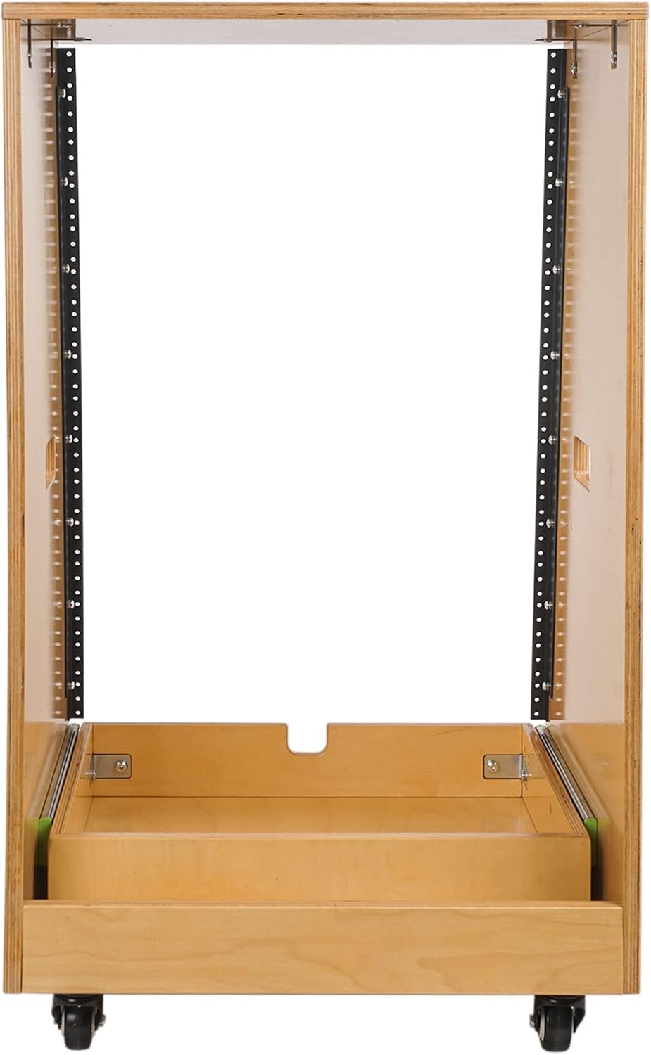 Sound Town 12U DIY Slanted Studio Rack with 12U Rack Space, Extra 2U Drawer, Plywood, Rubber Feet, Casters, Weathered Gray (SDRK-12TBD2)
