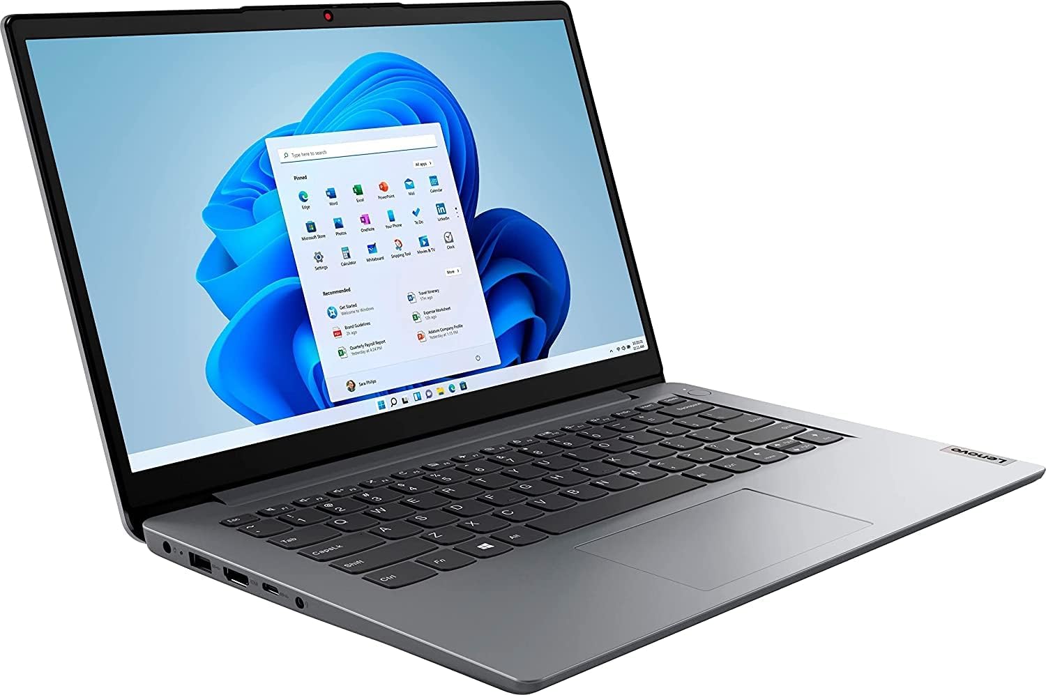 Lenovo Ideapad 1i Laptop (14" HD Anti-glare, Intel Celeron N4020, 4GB RAM, 128GB Storage (64GB eMMC + 64GB SD Card)) School, Kids & Education Laptop, Webcam, Wi-Fi 6, Type-C, Win 11 Home in S, Grey