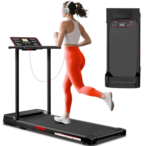 Portable Foldable Treadmills for Home, Small Folding Treadmill for Home Office with 300 LBS Capacity, Walking Running Exercise Electric Compact Treadmill with LED Display