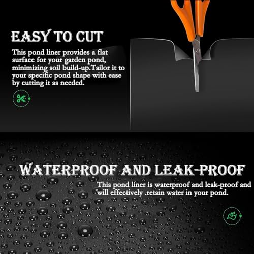 SOYDAN Black Pond Liner, 20 Mil HDPE Pond Liners for Outdoor Ponds, 10×13ft HDPE Pond Liner for Fish Pond, Garden Landscape, Aquaculture, Construction Site(4.50x6.0m(15x20FT))