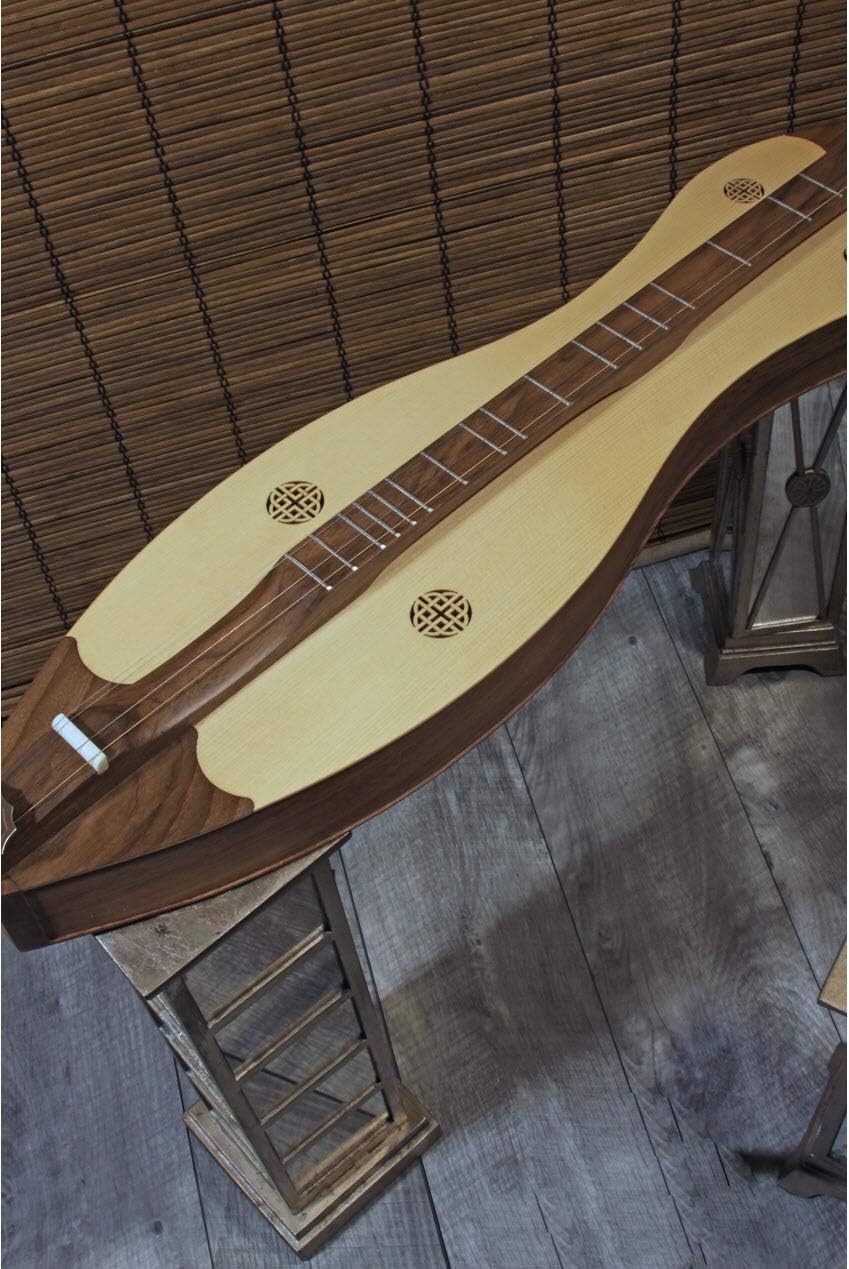 Mountain Dulcimer Package Includes: Roosebeck Grace Mountain Dulcimer 4-String Vaulted Spruce Knotwork, Walnut + Dulcimer Gig Bag Case + 4 String Replacement Strings Se