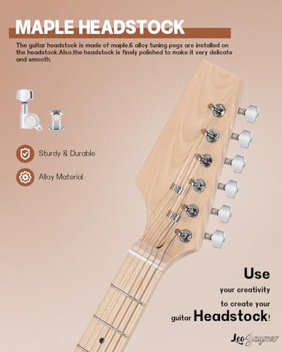 Leo Jaymz DIY Single Cut Electric Guitar Kits with Mahogany Body and Neck - Rosewood Fingerboard and All Components Included (LP Hollow)