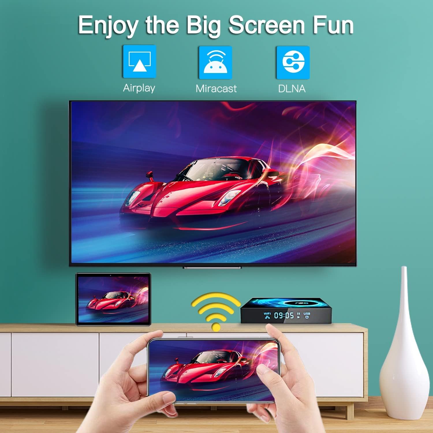 Android 10.0 TV Boxes, T95 Android Box Allwinner H616 Quad-Core with 4GB DDR 64GB ROM Streaming Media Player Support Dual WiFi 2.4GHz/5GHz, 6K 4K Output 100M LAN Enternet Bluetooth5.0 Smart TV Box Pack of 2