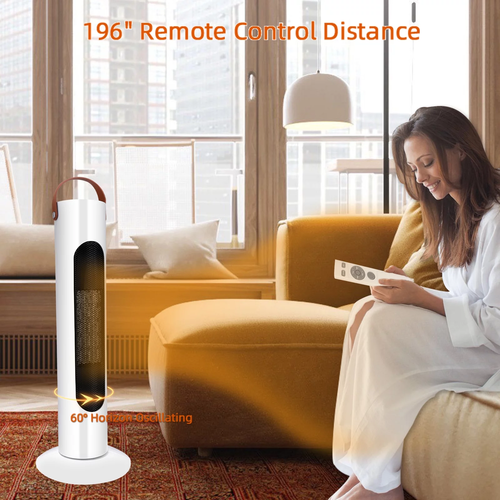 Dubbin Space Heater 24" Tower Electric Heater Portable Heater with Remote for Bedroom, Office, Indoor