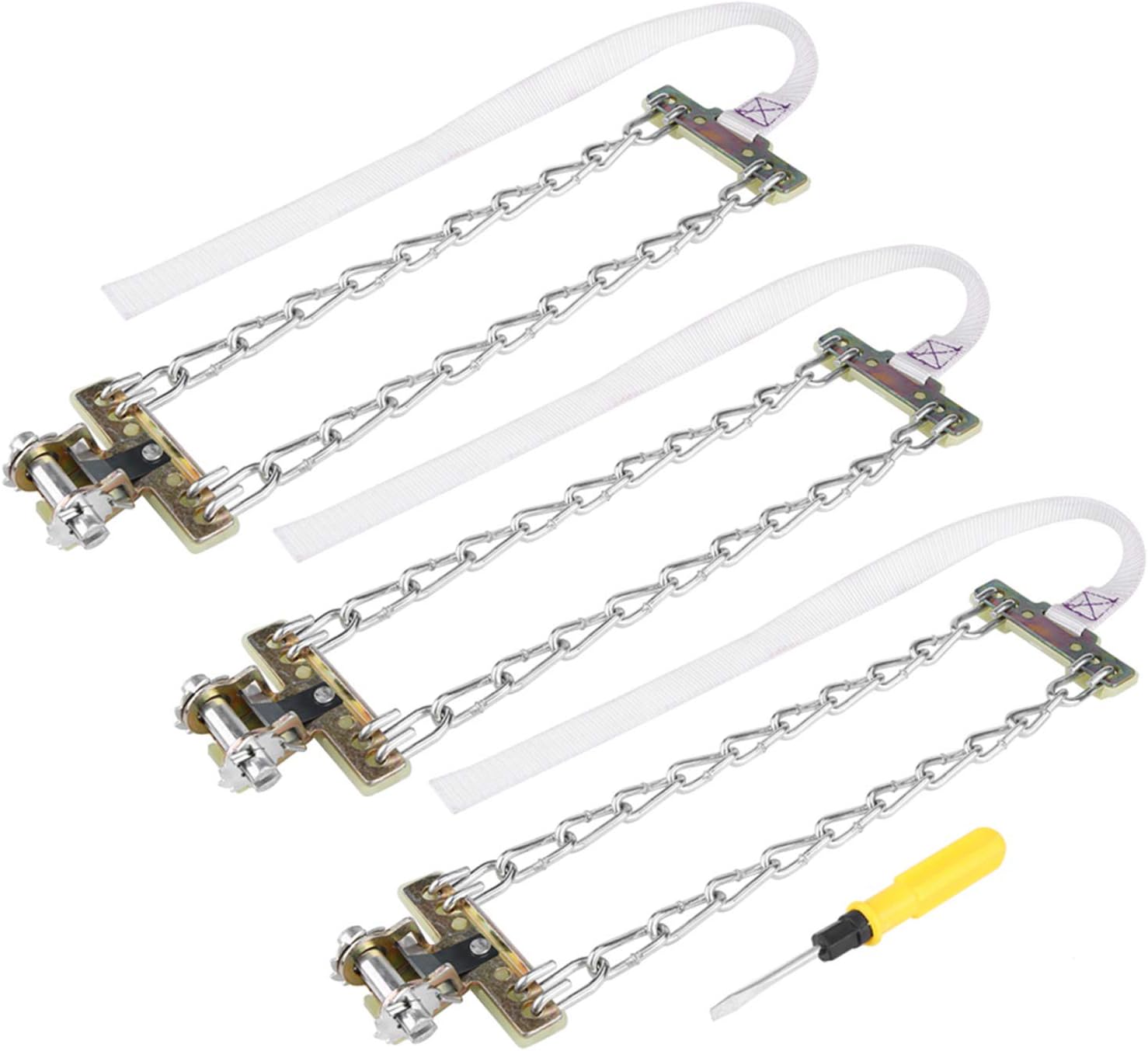Steel Tire Chain, 3pcs Anti Skid Tire Chain Winter Security Tyre Belt Tire Chain Clips for Car Truck SUV(L)