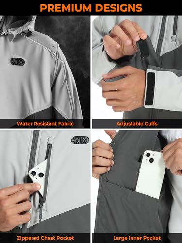 ORORO Men's Dual Control Heated Jacket with 5 Heat Zones, Up to 20 Hours of Warmth