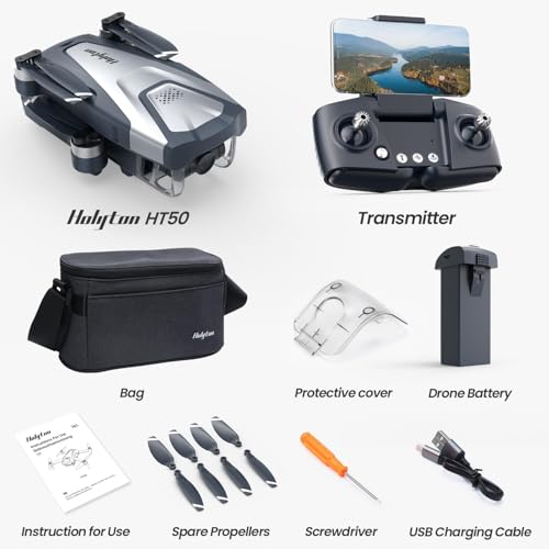 Holyton Drones With Camera For Adults 4k, HT50 Drone With Remote Control Camera, GPS Quadcopter Auto Return, Follow Me, Brushless Motor, Circle Fly, Waypoint Fly, Altitude Hold, Headless Mode