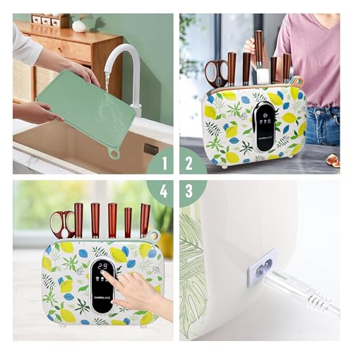 Charmline Smart Cutting Board and Knife Set With Holder, Self Cleaning Cutting Board Set Color Coded Chopping Boards…
