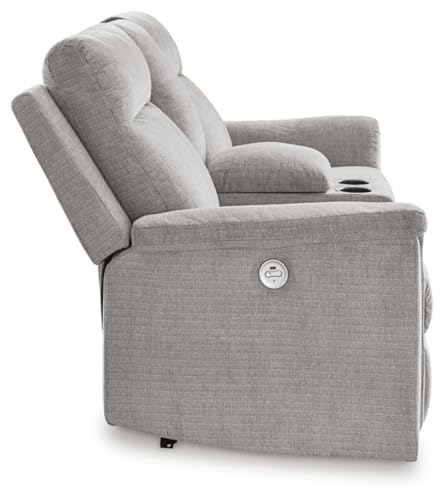 Signature Design by Ashley Barnsana Power Reclining Loveseat with Console, 75" W x 41" D x 40" H, Gray