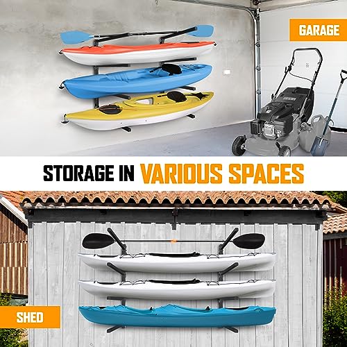 Yes4All Kayak Wall Rack 400lbs 4 Adjustable Levels Kayak Storage Rack for Garage Heavy Duty Kayak Racks