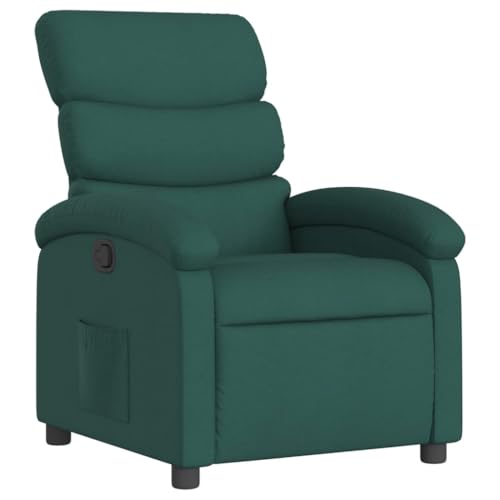 Recliner Chair Dark Green Fabric,Comfortable Recliner Chair with Manual Adjustment and Cozy Fabric Upholstery for Relaxation Living Room Armchairs, Recliners & Sleeper Chairs