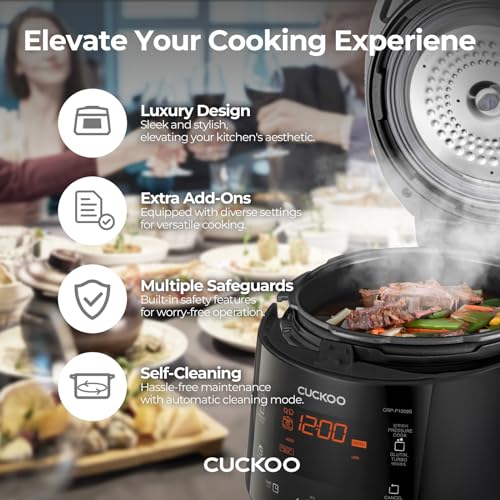 CUCKOO HP Pressure Rice Cooker 12 Menu Options: White, GABA, Steam, Porridge, & More, User-Friendly LED Display, Fuzzy Logic Tech