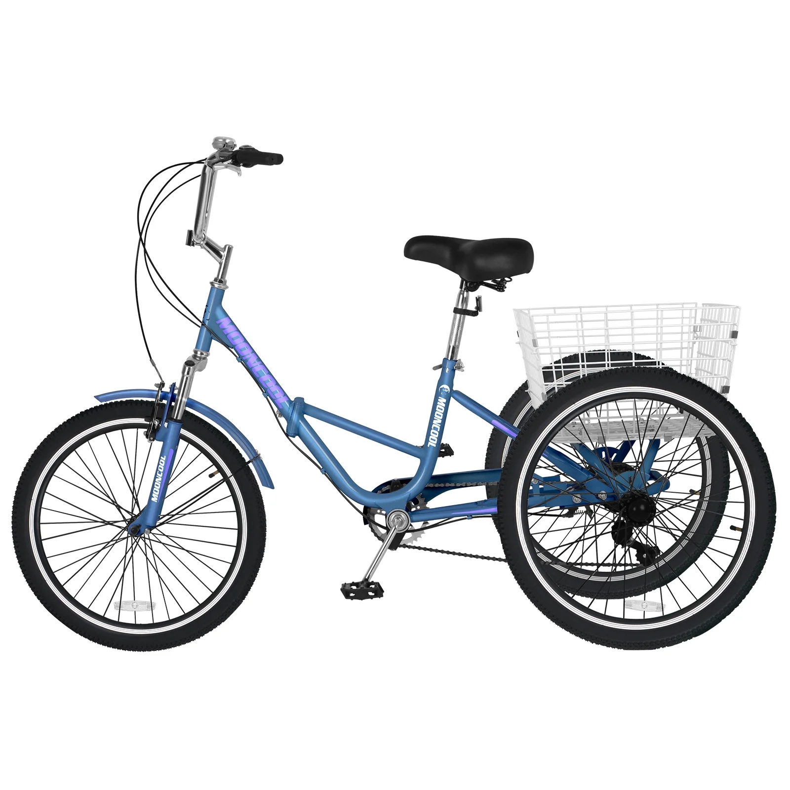 LILYPELLE 20" 3 Wheel Bike for Adults Folding Tricycle 7 Speed Adult Trike Low-Step Through for Seniors with 350lbs Load Capacity,Malachite Green