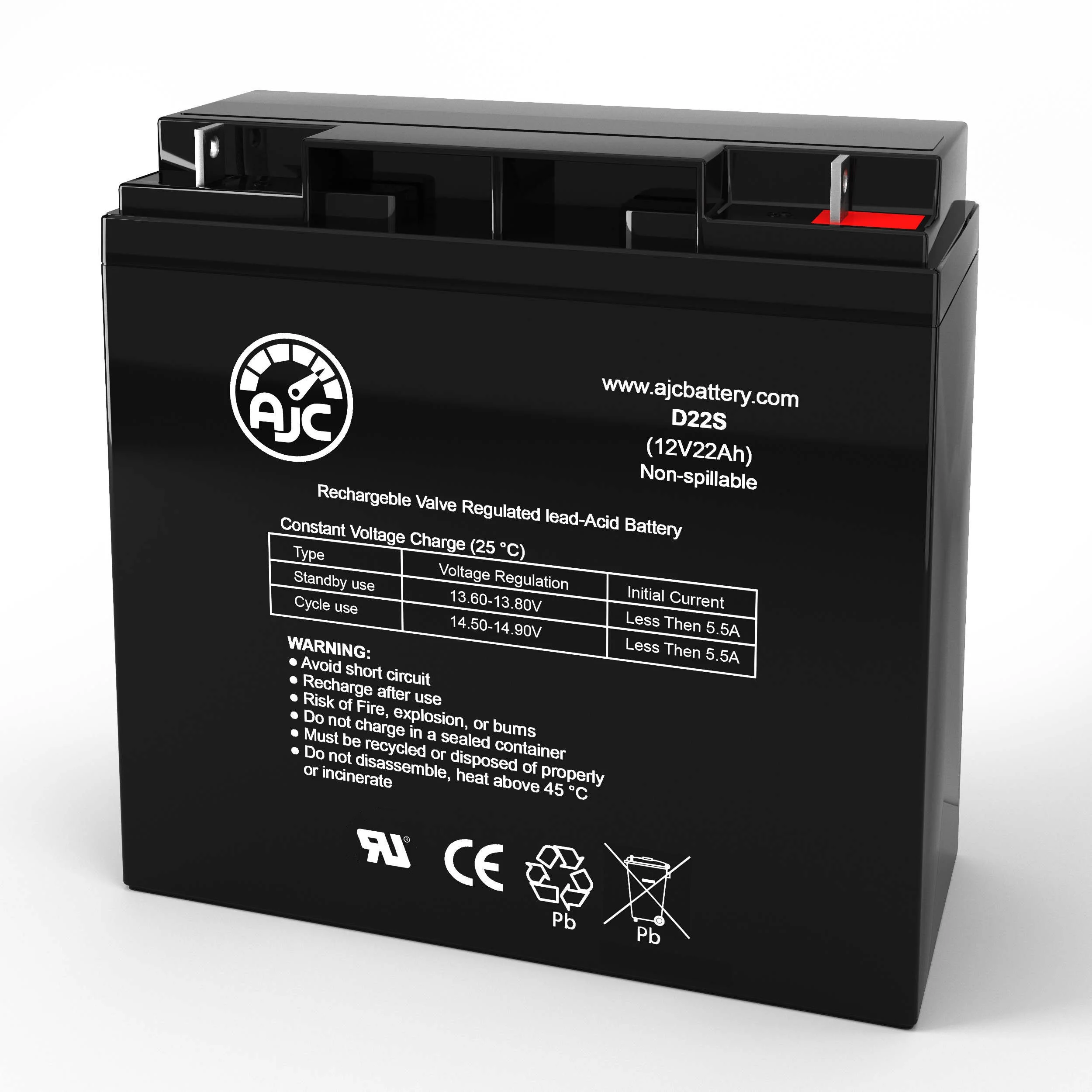 Stanley J5C09 500 Instant 1000 Peak Amp with Com 12V 22Ah Jump Starter Battery - This Is an AJC Brand Replacement