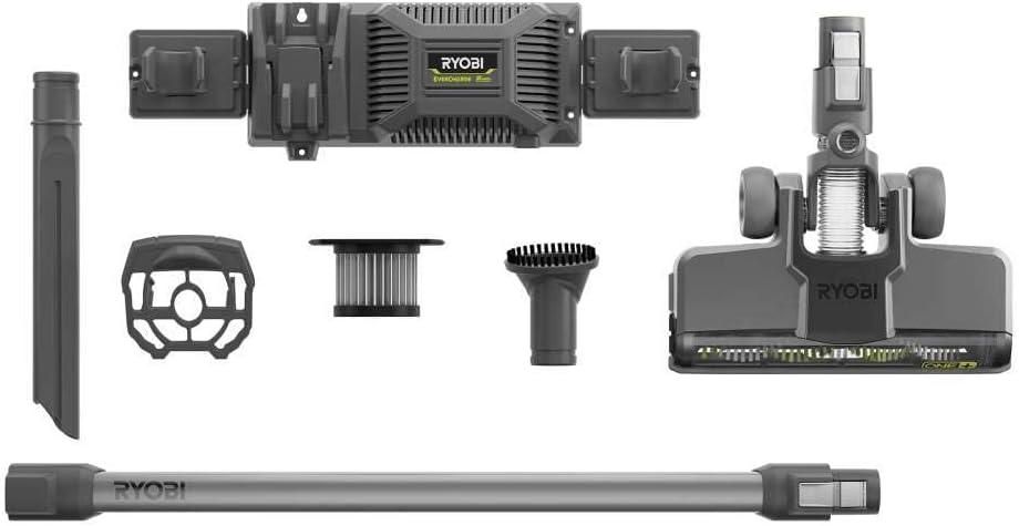 RYOBI 18-Volt ONE+ Brushless Stick Vacuum Cleaner Kit w/ 4.0 Ah Lithium-Ion High Capacity Battery and EVERCHARGE Rapid Charger
